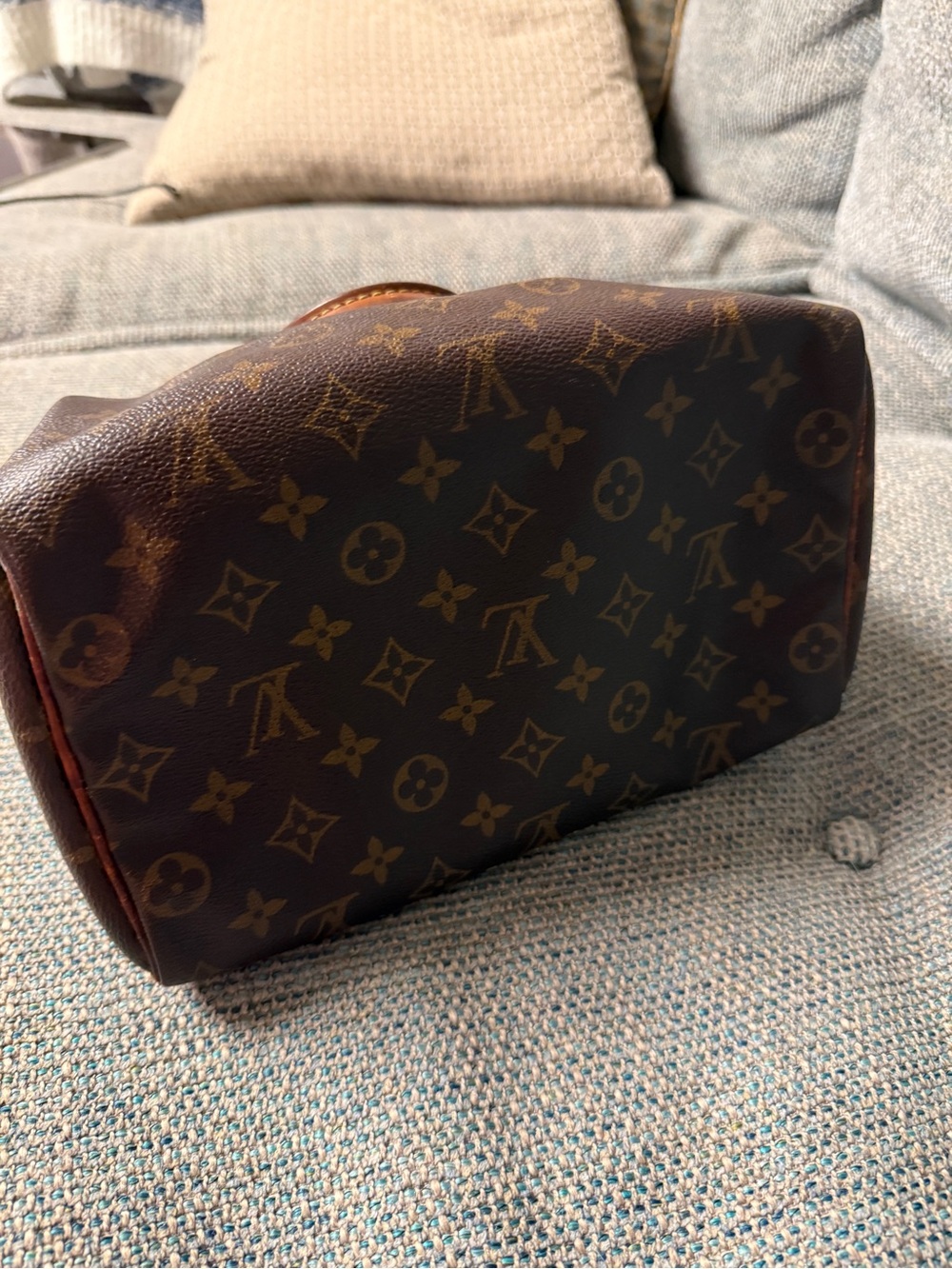 Louis Vuitton Monogram Canvas Satchel in Brown with Tan Handles - Picture 6 of 8